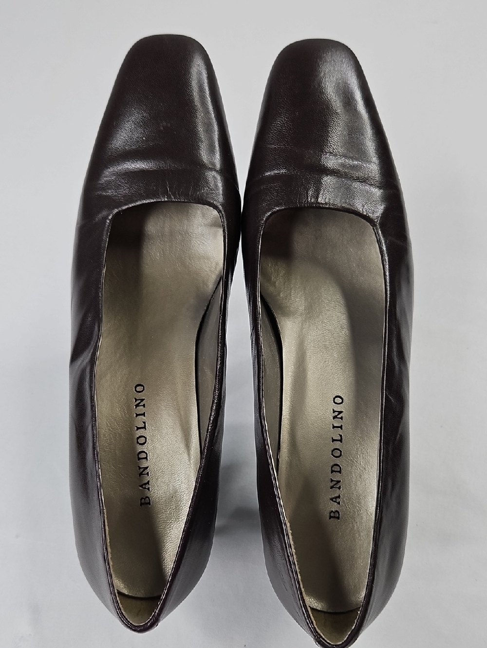Bandolino Women's Dark Brown Leather Square-Toe Pumps Size 8